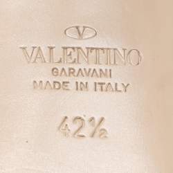 Pre Owned Valentino Black Leather Rockstud Ankle Strap Sandals Size 42.5