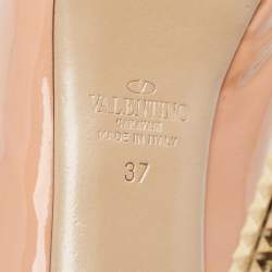 Pre Owned Valentino Beige Patent Leather Peep Toe Pumps Size 37
