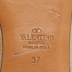 Pre Owned Valentino Beige/Black Fabric Smoking Slippers Size 37