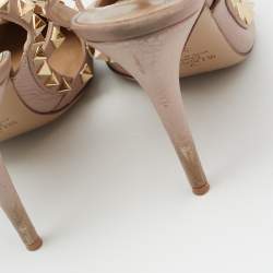 Pre Owned Valentino Dusty Pink Leather Rockstud Caged Pumps Size 38