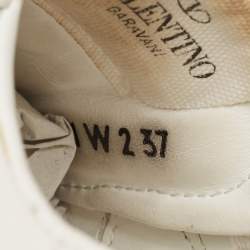 Pre Owned Valentino White Leather Rockstud Untitled Sneakers Size 37