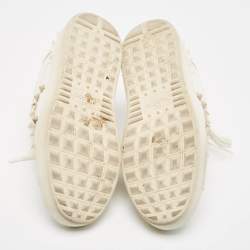 Pre Owned Valentino White Leather Rockstud Untitled Sneakers Size 37