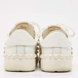 Pre Owned Valentino White Leather Rockstud Untitled Sneakers Size 37