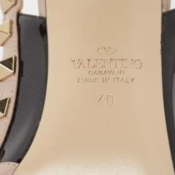 Pre Owned Valentino Black/Pink Patent and Leather Rockstud Caged Pumps Size 40