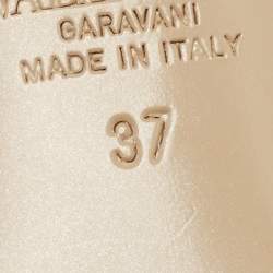 Pre Owned Valentino Beige Patent and Leather Rockstud Slingback Pumps Size 37