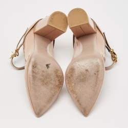 Valentino Beige Patent Leather Mary Jane Block Heel Pumps Size 38