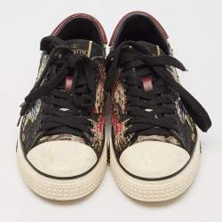 Valentino Multicolor Leather and Canvas Camubutterfly Lace Up Sneakers Size 36