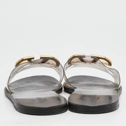 Valentino Transparent PVC Escape V Logo Flat Slides Size 41