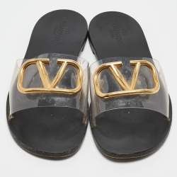 Valentino Transparent PVC Escape V Logo Flat Slides Size 41