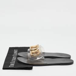 Valentino Transparent PVC Escape V Logo Flat Slides Size 41