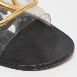 Valentino Transparent PVC Escape V Logo Flat Slides Size 41