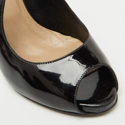 Valentino Black Patent Leather Mary Jane Peep Toe Pumps Size 39