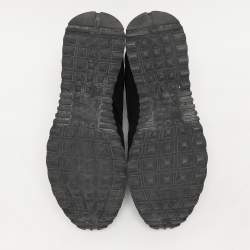 Valentino Black/Grey Suede And Camo Nylon Rockstud Sneakers Size 42