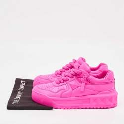 Pre Owned Valentino Pink Leather One Stud Low Top Sneakers Size 39