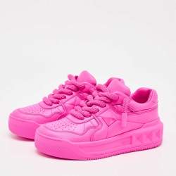 Pre Owned Valentino Pink Leather One Stud Low Top Sneakers Size 39