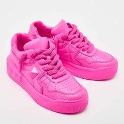 Pre Owned Valentino Pink Leather One Stud Low Top Sneakers Size 39