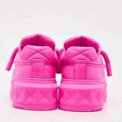 Pre Owned Valentino Pink Leather One Stud Low Top Sneakers Size 39