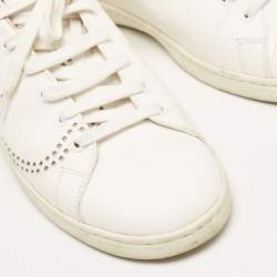 Valentino White Perforated Leather Backnet Rockstud Low Top Sneakers Size 40.5