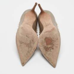 Pre Owned Valentino Metallic/Beige Leather Rockstud Pumps Size 38