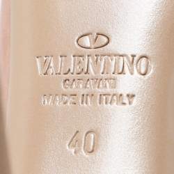 Valentino Dark Blush Leather Rose Accented Peep Toe Pumps Size 40