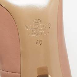 Valentino Beige Leather Ankle Strap Pointed Toe Pumps Size 40