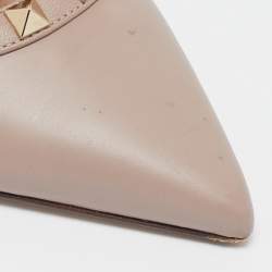 Valentino Beige Leather Rockstud Ankle Strap Pumps Size 38