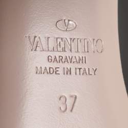 Pre Owned Valentino Black Leather VLogo Club Block Heel Pumps Size 37