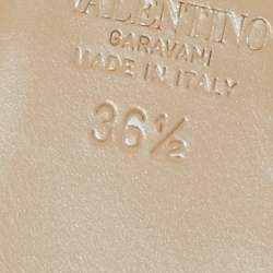 Pre Owned Valentino Beige Leather Rockstud Pointed Toe Slingback Flats Size 36.5