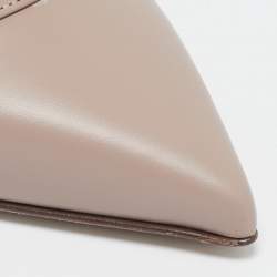 Pre Owned Valentino Beige Leather Rockstud Pointed Toe Slingback Flats Size 36.5