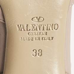 Valentino Beige Patent And Leather Rockstud Ankle Strap Pumps Size 38