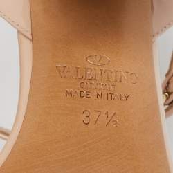 Pre Owned Valentino Beige Patent Leather Ankle Strap Sandals Size 37.5