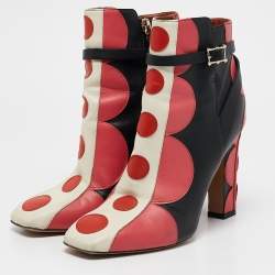 Pre Owned Valentino Multicolor Leather Polka Dot Ankle Boots Size 40