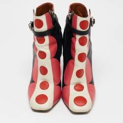 Pre Owned Valentino Multicolor Leather Polka Dot Ankle Boots Size 40