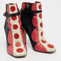 Pre Owned Valentino Multicolor Leather Polka Dot Ankle Boots Size 40