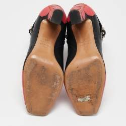 Pre Owned Valentino Multicolor Leather Polka Dot Ankle Boots Size 40