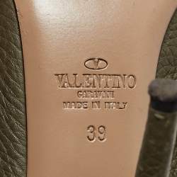 Valentino Green Leather Rockstud Caged Pumps Size 39