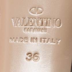 Pre Owned Valentino Beige/Black Lace and Leather Peep Toe Platform Pumps Size 36