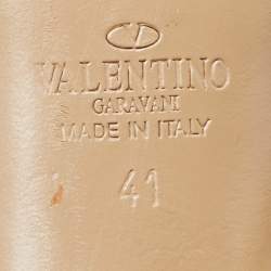 Pre Owned Valentino Green/Beige Patent Leather Rockstud Caged Ankle Strap Pumps Size 41