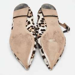 Pre Owned Valentino Multicolor Calf Hair and Leather Rockstud Ankle Strap Ballet Flats Size 38