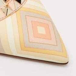 Valentino Multicolor Native Couture 1975 Print Leather Rockstud Ankle Strap Sandals Size 35.5