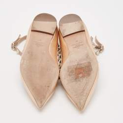 Pre Owned Valentino Rose Gold/Pink Leather Rockstud Ballet Flats Size 37