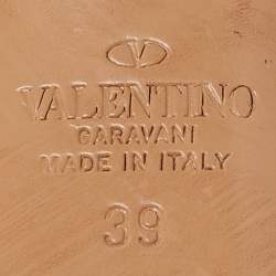 Pre Owned Valentino Dark Burgundy Patent Leather VLogo Slingback Pumps Size 39