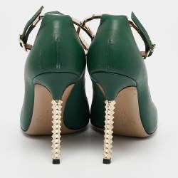 Valentino Green Leather Pointed Toe Ankle Strap Pumps Size 36