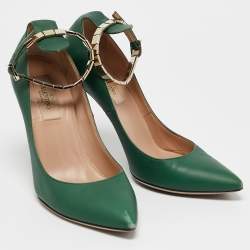 Valentino Green Leather Pointed Toe Ankle Strap Pumps Size 36