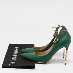 Valentino Green Leather Pointed Toe Ankle Strap Pumps Size 36