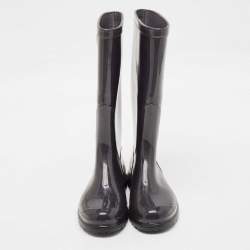 Valentino Grey Rubber Lace Print Rain Boots Size 37