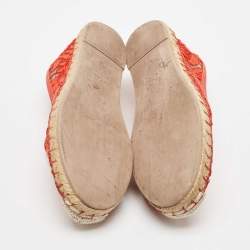 Valentino Red Lace and Leather Espadrille Flats Size 37