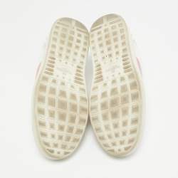 Valentino White/Red Leather Rockstud Lace Up Sneakers Size 39