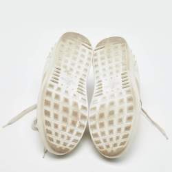 Valentino White/Gold Leather Rockstud Low Top Sneakers Size 35.5