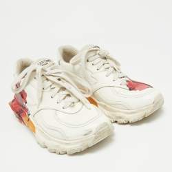 Valentino x Undercover White Leather Chain Rose Print Bounce Sneakers Size 36